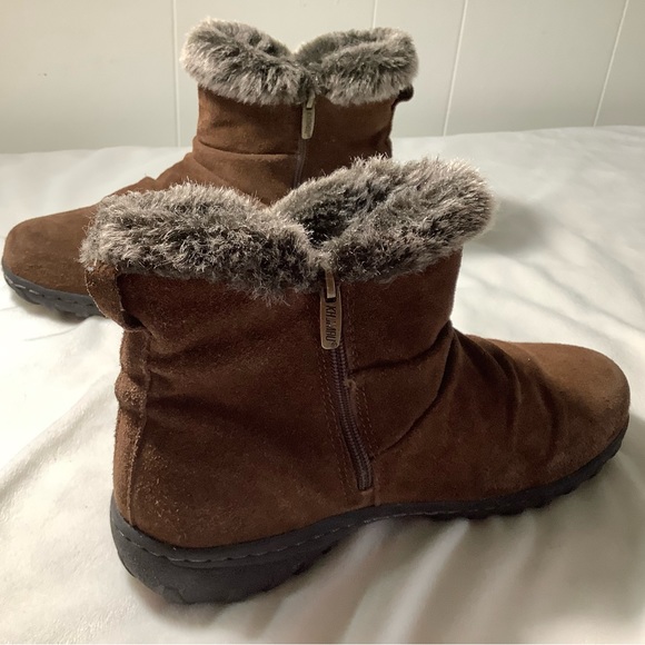 Khombu brown leather faux fur zip up boots size 10 - Picture 11 of 11